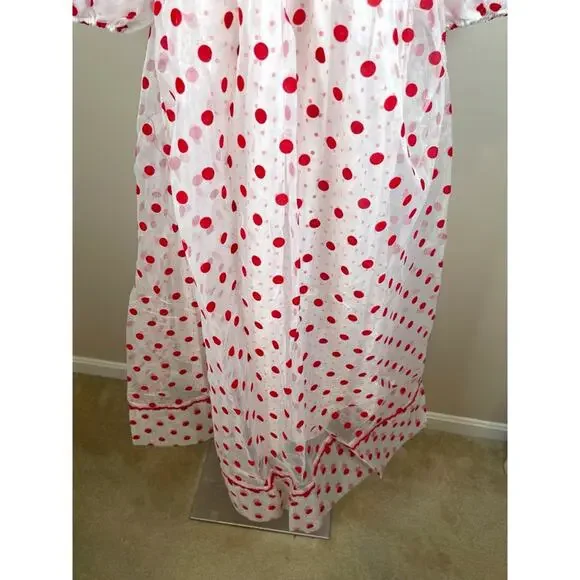 FOR LOVE & LEMONS Rhoda Polkadot Puff Sleeve Sheer Midi Dress Size XS - Picture 6 of 9